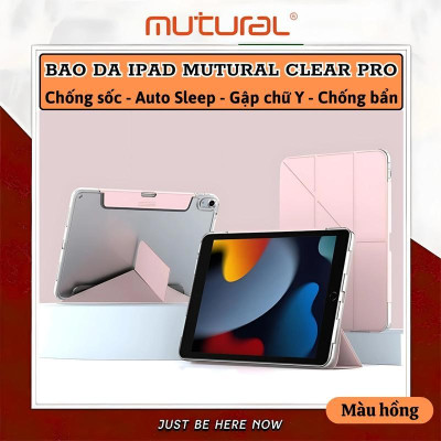 Bao da Cho IPAD Gen 11 A16 2025 / Gen 10 hiệu Mutural Clear Pro - Lưng PC trong suốt , viền TPU, Có Khay Đựng Bút, Bao Da Thông Minh, tự động tắt mở màn hình - Hàng nhập khẩu
