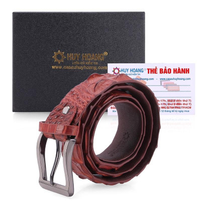 HC4236-4266-4273-4770 - Thắt lưng nam da cá sấu Huy Hoàng nguyên con 4P bát gài đầu kim màu vàng bò, nâu đất, đen, nâu đỏ