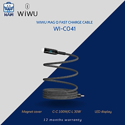 Cáp sạc hàng chính hãng WiWU Mag Q 100W Wi-C041: Bọc dù từ tính, hiển thị công suất, sạc nhanh laptop, điện thoại
