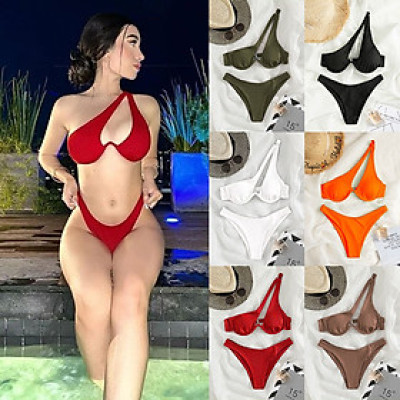 Set bikini gọng nâng ngực lệch một vai quyến rũ dành cho nữ
