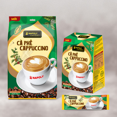 Cà phê hoà tan Cappuccino bổ sung Socola béo ngậy Napoli Coffee hộp nhỏ (5gói x 29g)