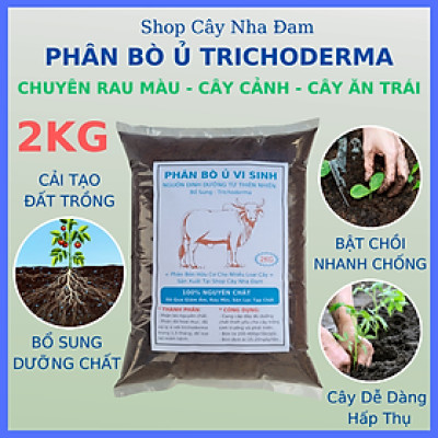 Phân Bò Ủ Hoai Mục Đã Qua Xử Lý Và Ủ Với Trichoderma,Trồng Rau Sạch, Hoa, Cây Cảnh, Cây Ăn Trái (Gói 2Kg)