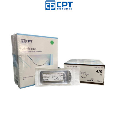 Chỉ phẫu thuật tự tiêu tan chậm CPT Trustigut (C) Chromic Catgut số 4/0 - C20A26