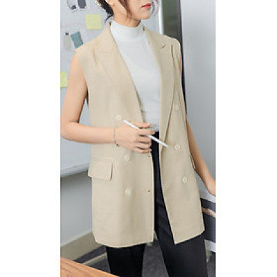 Áo khoác gile dáng rộng Gina màu be thiết kế cao cấp WHITE CHIC