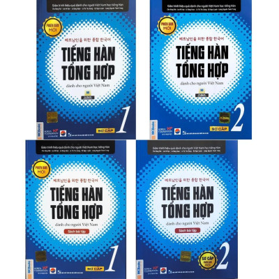 Sách - Tiếng Hàn Tổng Hợp Sơ Cấp 1 + 2 Dành Cho Người Việt Nam - Đen Trắng - Combo 4 Cuốn - MCBooks