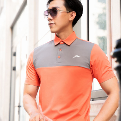 Áo Polo Nam Thể Thao Cổ Sơ Mi ALLPUR CoolMax Siêu Mát - Ngăn mùi - Màu Cam Phối Xám