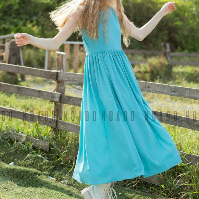 Đầm xanh babydoll sát nách NGADO , đầm nữ , đầm thời trang , váy đi biển