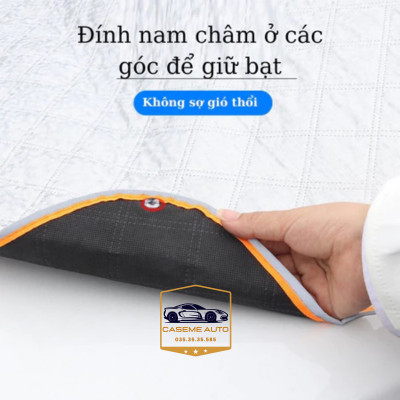 Bạt Phủ Chống Nóng Kính Lái Xe Hơi Ô Tô 4 Lớp Tráng Nhôm Cao Cấp Có Nam Châm Và Tai Che Gương Phản Quang