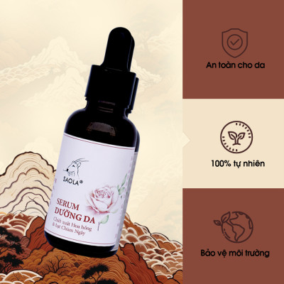 Serum dưỡng ẩm Saola, tinh chất hoa hồng, cấp ẩm, giảm thâm, sáng da, Mỹ Phẩm Thuần Chay, VEGAN,30ml