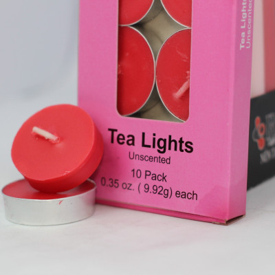 Nến trà Tealight màu đỏ hộp 10 viên chính hãng R2D không khói không mùi dùng cho đèn thiền