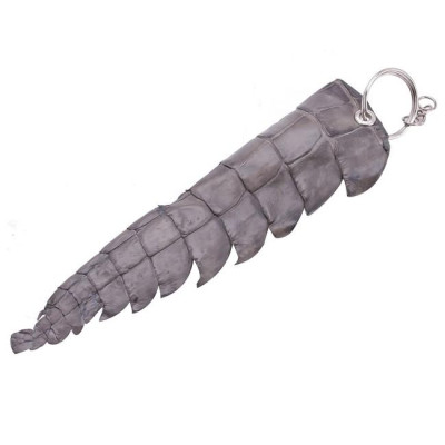 Móc khóa da cá sấu Huy Hoàng gai đuôi màu xám HC8238