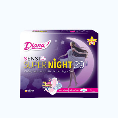 Băng vệ sinh ban đêm Diana Sensi Night 29cm (Gói 4 miếng)