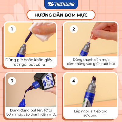 Bộ  6 Mực bút lông dầu Thiên Long PMI-01