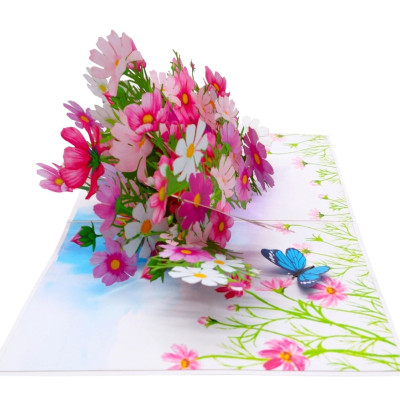 Thiệp 3D Pop Up Hoa Cánh Bướm (Cosmos) – Thiệp Hoa Chúc Mừng, Sinh Nhật, Lãng Mạn, F42