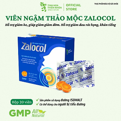 Viên ngậm ho thảo mộc Zalocol  Hỗ trợ giảm đờm, đau rát họng, khản tiếng (Hộp 20 viên) - Genat - Giao 2H HCM