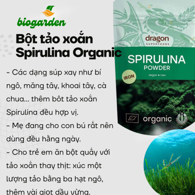 Bột tảo Spirulina và Chlorella hữu cơ 200g - Dragon Superfoods