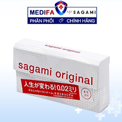 Bao cao su Sagami Original 0.02 Quick cao cấp, siêu mỏng (Hộp 6 chiếc)