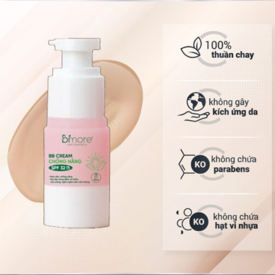 Kem phấn tươi BB chống nắng Bimore che phủ tốt bền màu_15ml
