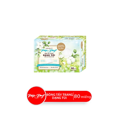 Combo Hộp Bông tẩy trang POP-PUF 6x8cm dạng túi, 80 Miếng/Hộp