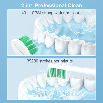 Máy tăm nước kết hợp bàn chải điện 2 in 1 H2Ofloss HF-S01 - Hàng chính hãng