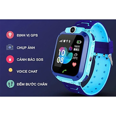 Đồng Hồ Thông Minh Trẻ Em Chống Nước Chuẩn IP67 Watch Q12 MÀU XANH - Hàng nhập khẩu