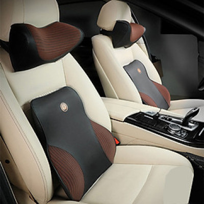 Gối tựa đầu và tựa lưng ô tô chất liệu ruột cao su non và vỏ da cao cấp dành cho xe hơi ghế văn phòng siêu êm