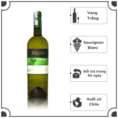 Rượu Vang Trắng Chile Bravo Sauvignon Blanc Tradicion 750ml 12% - 14% - Không Hộp