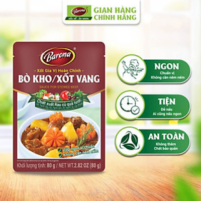 Gia Vị Bò kho/ Xốt Vang Barona 80g ướp ngon chuẩn vị không cần nêm nếm