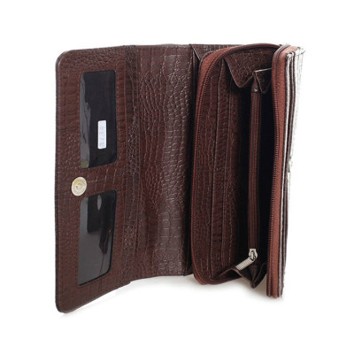 HJ3132-33-34 - Bóp nữ vân cá sấu Huy Hoàng nhiều ngăn màu da, đen, nâu