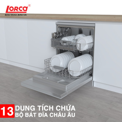 Máy Rửa Bát 13 Bộ LORCA TA 918DWS - Hàng Chính Hãng Cao Cấp Nhập Khẩu Malaysia Bền Bỉ Tiết Kiệm Điện
