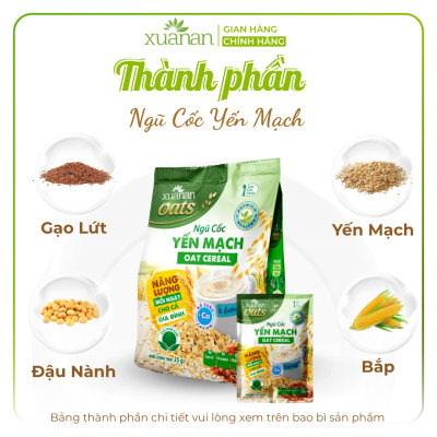 Combo 11 Túi Ngũ Cốc Yến Mạch Xuân An [ít đường] 400G {25g*16 gói}