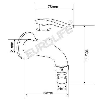 Vòi hồ - vòi máy giặt Eurolife EL-118 (Trắng bạc)