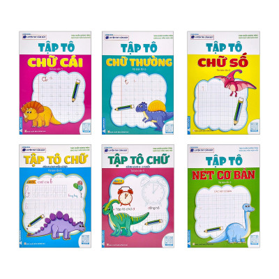 Sách - Luyện tay cầm bút - Tập tô chữ, Chữ số, Nét cơ bản - Bộ 6 Quyển