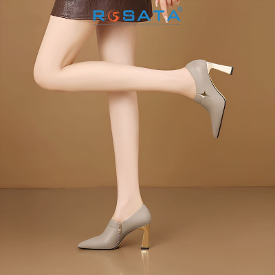 Boots thời trang nữ cổ thấp ROSATA RO690 -8F- Đen,Nude -HÀNG VIỆT NAM-BKSTORE