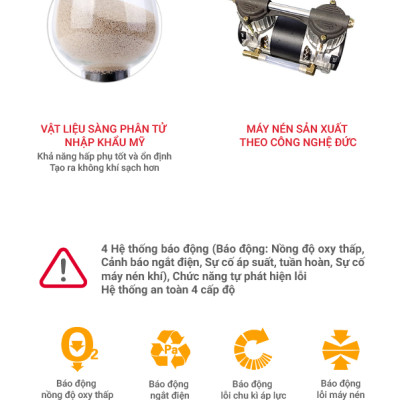 Máy Tạo Oxy Y Tế 93% Yuwell 9F-5AW - Hỗ Trợ Bệnh Nhân Suy tim, Suy phổi, Rối loạn hô hấp - Bảo Hành 1 Năm