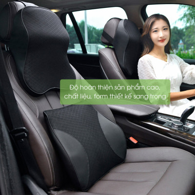 Gối tựa đầu xe ô tô cao su non, gối tựa lưng ô tô cao cấp kê cổ tựa lưng ghế ô tô, massage vai gáy phụ kiện xe hơi Tâm Luân
