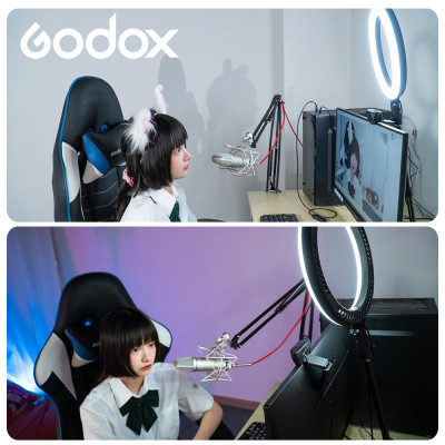 Godox LR120 12 inch LED Ring Light cho Studio,Nhiếp ảnh với Ánh sáng lấp đầy 3000K-6000K Nhiệt độ hai màu có thể điều chỉnh
