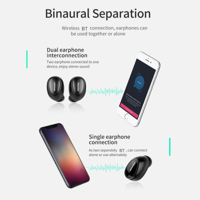 Tai nghe kép Awei T5 Mini BT 5.0 TWS không thấm nước có vỏ sạc