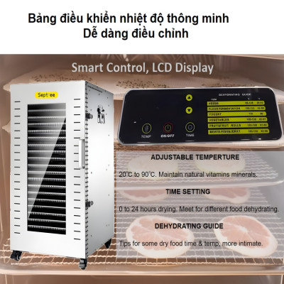 Máy sấy thực phẩm dung tích 210 lít, 22 khay thương hiệu Mỹ cao cấp Septree DBC-22A - Hàng Nhập Khẩu