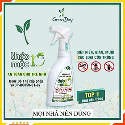 Diệt Côn Trùng Gián, Kiến, Kiến Ba Khoang, Muỗi, Ruồi, Mối, Mọt 100% Sinh Học Thảo Mộc 10s Hương Sả Chanh Chai Xịt 500ml An Toàn Cho Sức Khỏe Em Bé Và Người Già, Đã Được Bộ Y Tế Cho Phép Lưu Hành