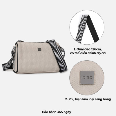 Túi đeo vai đi làm, túi đeo chéo nữ phom mềm, họa tiết nổi da bò thật IDIGO FB1 - 5062