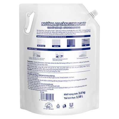 Nước Lau Sàn Sunlight Tinh Dầu Thảo Mộc Hương Lavender Túi 3.6KG