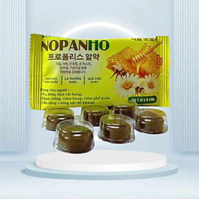 Kẹo ngậm ho Nopan chứa keo ong Nhập khẩu Hàn Quốc, vỉ 6 viên, giảm ho, viêm họng, sát khuẩn đường hô hấp