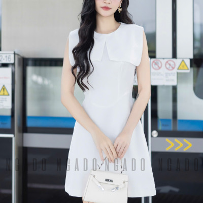 Đầm trắng cổ thuỷ thủ NGADO , đầm sang trọng , đầm dự tiệc , công sở
