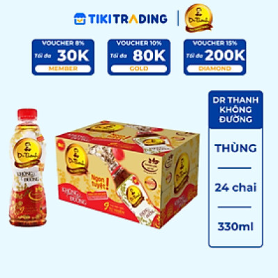 Thùng 24 chai Trà Thanh Nhiệt Dr Thanh không đường chai PET 330 ml